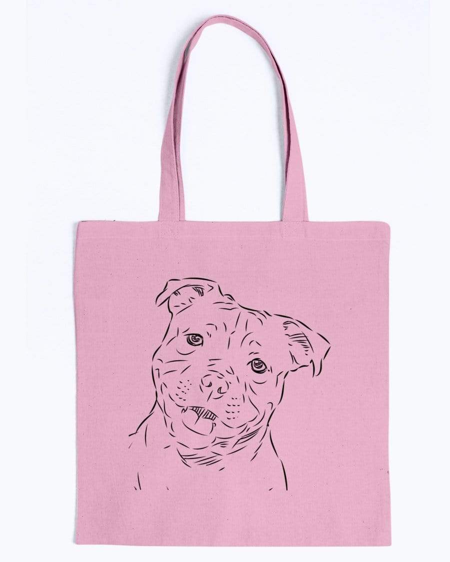 Staffordshire Bull Terrier Doodle Dogs Canvas Tote Bag Accessories Pink / M