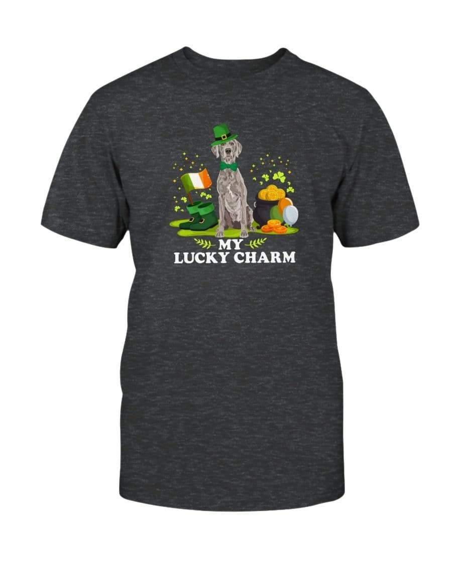 Weimaraner St. Patricks Day My Lucky Charm Unisex T-Shirt Shirts Dark Grey Heather / S