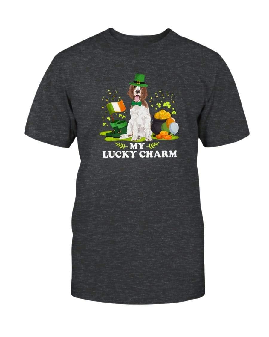 Welsh Springer Spaniel St. Patricks Day My Lucky Charm Unisex T-Shirt Shirts Dark Grey Heather / S
