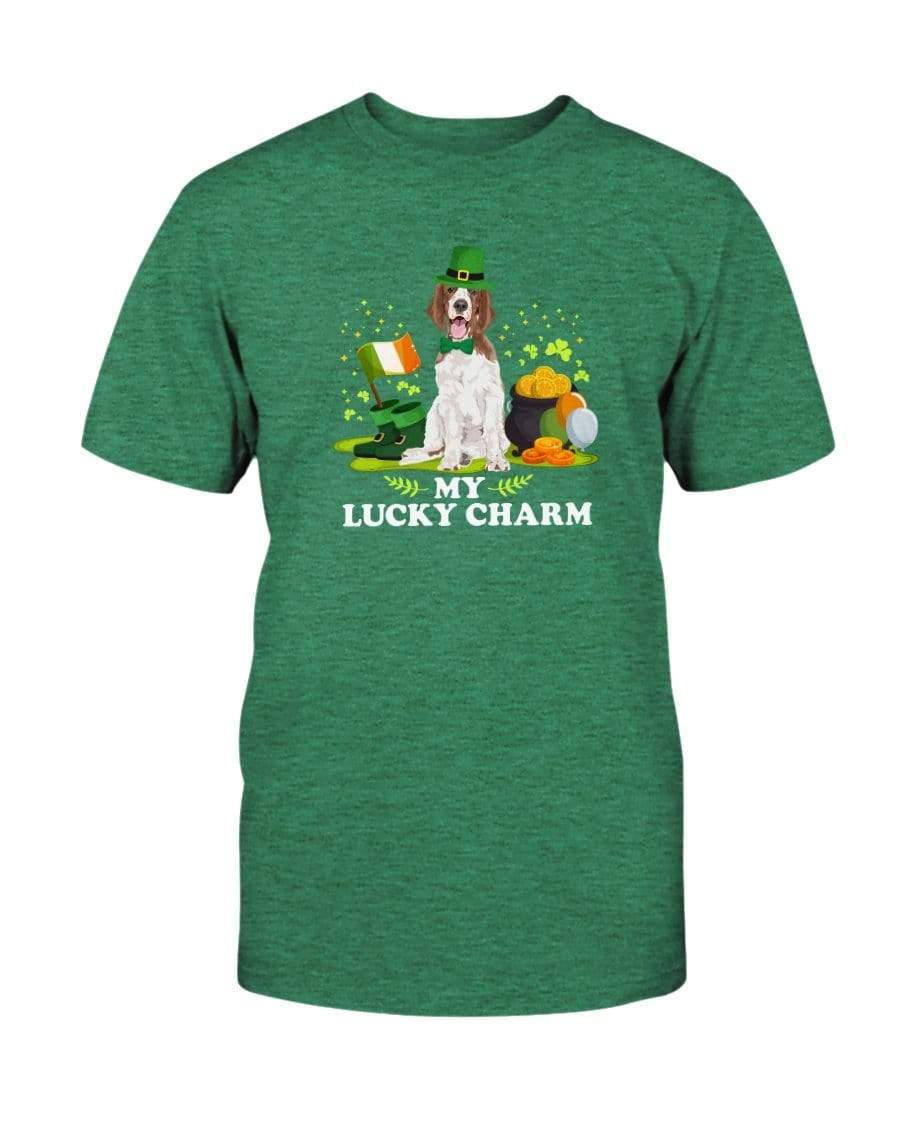 Welsh Springer Spaniel St. Patricks Day My Lucky Charm Unisex T-Shirt Shirts Heather Kelly / S