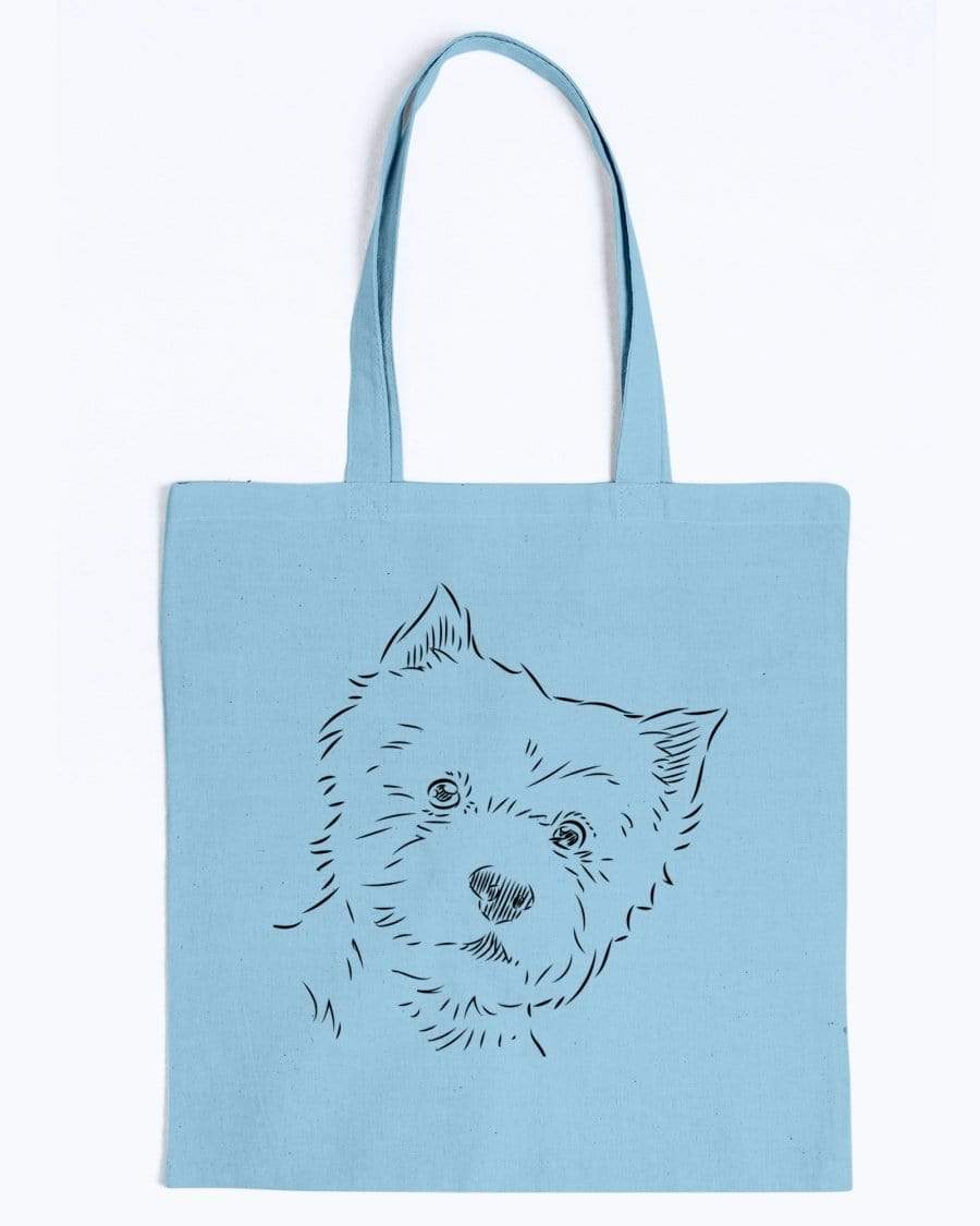 West Highland Terrier Doodle Dogs Canvas Tote Bag Accessories Light Blue / M