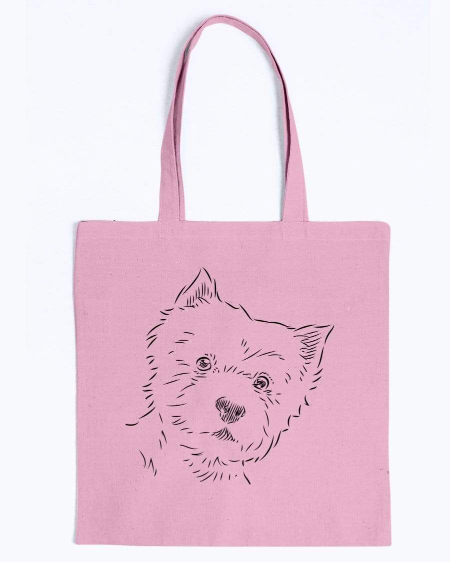 West Highland Terrier Doodle Dogs Canvas Tote Bag Accessories Pink / M